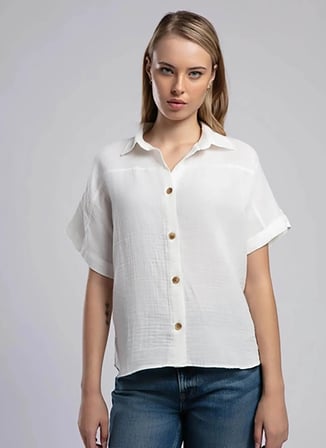 Lee Cooper Rahat Klasik Yaka Düz Beyaz Kadın Gömlek 252 LCF 241001 KIERRA BEYAZ