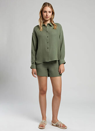 Lee Cooper Standart Bel Rahat Haki Kadın Şort 252 LCF 221008 TRACY HAKİ