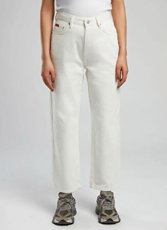 Lee Cooper Yüksek Bel Düz Paça Straight Kadın Denim Pantolon 252 LCF 121003 CLARA WHITE JEAN