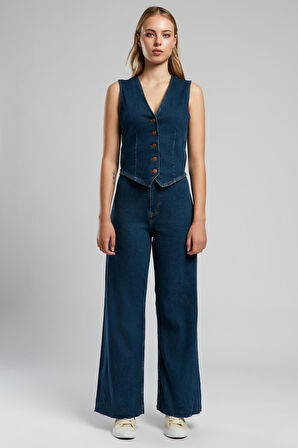 Sandy Kadın Jean Pantolon Gence Blue