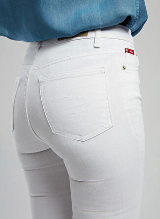 Lee Cooper Yüksek Bel İspanyol Paça Straight Kadın Denim Pantolon 252 LCF 121010 LUNA KIDMAN WHITE