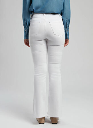Lee Cooper Yüksek Bel İspanyol Paça Straight Kadın Denim Pantolon 252 LCF 121010 LUNA KIDMAN WHITE