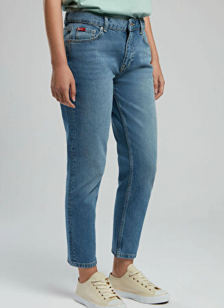Lee Cooper Normal Bel Dar Paça Crop Kadın Denim Pantolon 252 LCF 121013 FUNNY POSEY BLUE