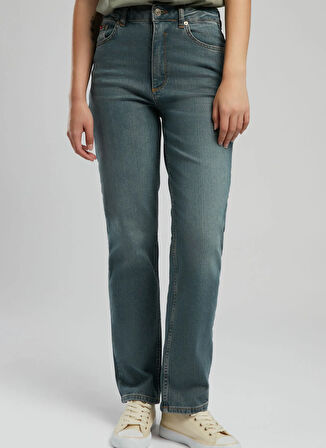 Lee Cooper Yüksek Bel Düz Paça Straight Kadın Denim Pantolon 252 LCF 121021 DIANA FALCON BLUE
