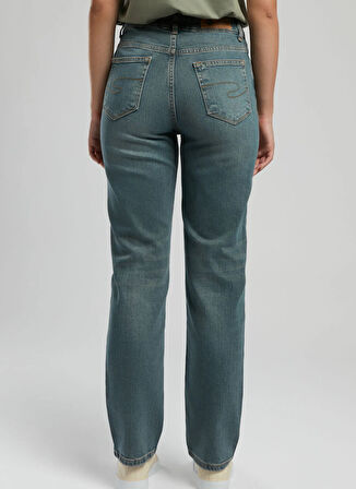 Lee Cooper Yüksek Bel Düz Paça Straight Kadın Denim Pantolon 252 LCF 121021 DIANA FALCON BLUE