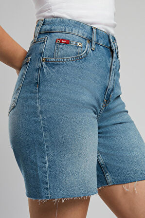 Bund 2 Kadın Jean Şort Denim
