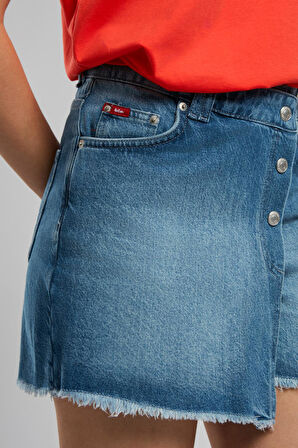 Mila Kadın Jean Şort Etek Denim