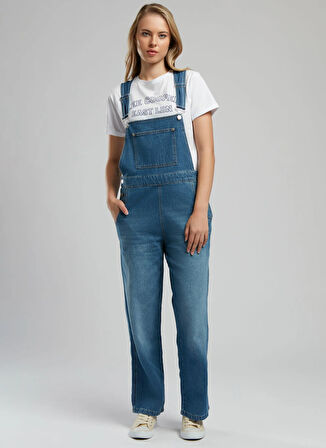 Lee Cooper Mom Fit Kadın Salopet 252 LCF 125001 FLOWERS DENIM