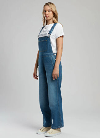 Lee Cooper Mom Fit Kadın Salopet 252 LCF 125001 FLOWERS DENIM
