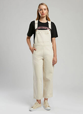 Lee Cooper Ekru Mom Fit Kadın Salopet 252 LCF 225001 FLOWERS EKRU