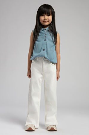 Maldives Kız Çocuk Jean Pantolon White Jean