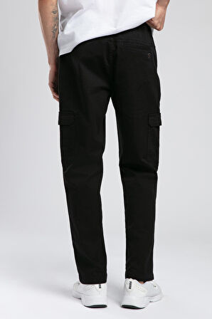 Jogger Cargo Erkek Dokuma Pantolon Siyah