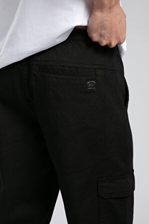 Jogger Cargo Erkek Dokuma Pantolon Siyah