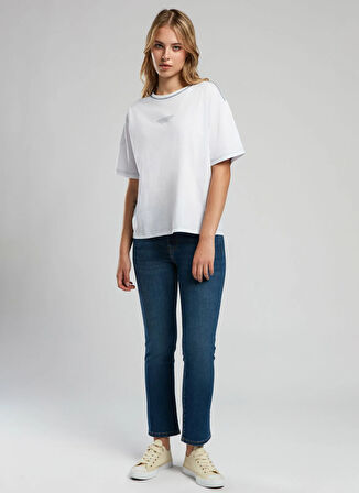 Lee Cooper Bisiklet Yaka Baskılı Ekru Kadın T-Shirt 252 LCF 242014 KARBE EKRU-L