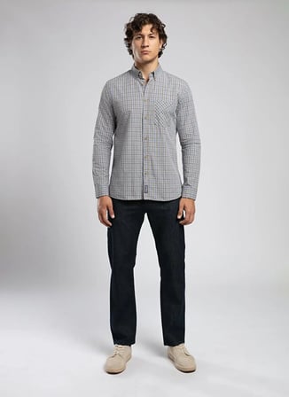 Lee Cooper Gömlek, L, Gri - Mavi