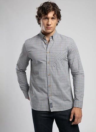 Lee Cooper Gömlek, L, Gri - Mavi