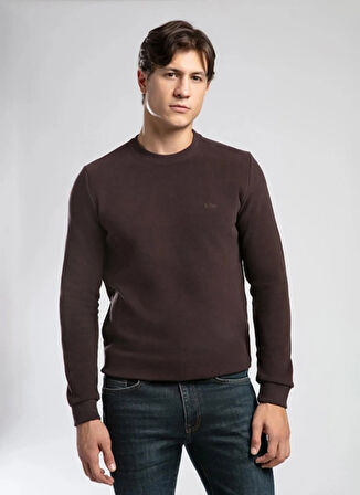 Lee Cooper Yuvarlak Yaka Koyu Kahve Erkek Sweatshırt 261 LCM 241063 NEWDWADE ACI KAHVE