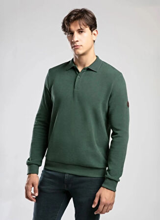 Lee Cooper Polo Yaka Zümrüt Yeşili Erkek Sweatshırt 261 LCM 241067 NEWBLEND ZÜMRÜT