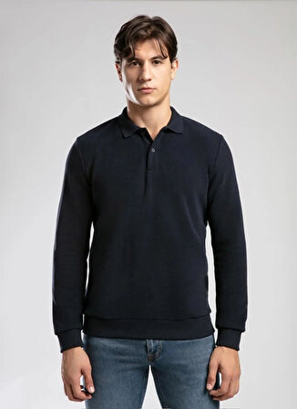 Lee Cooper Polo Yaka Lacivert Erkek Sweatshırt 261 LCM 241067 NEWBLEND LACİVERT