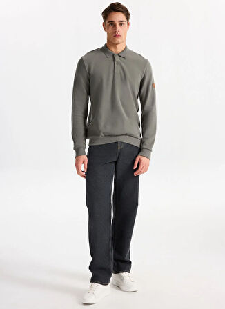 Lee Cooper Polo Yaka Haki Erkek Sweatshırt 261 LCM 241067 NEWBLEND OLIVE