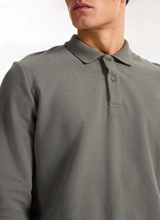 Lee Cooper Polo Yaka Haki Erkek Sweatshırt 261 LCM 241067 NEWBLEND OLIVE