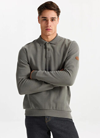 Lee Cooper Polo Yaka Haki Erkek Sweatshırt 261 LCM 241067 NEWBLEND OLIVE