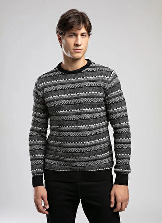 Lee Cooper Yuvarlak Yaka Regular Fit Siyah - Antrasit Erkek Kazak 261 LCM 241023 MIGUEL SİYAH-ANTRA