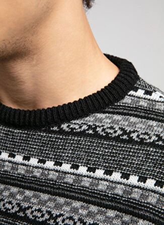 Lee Cooper Yuvarlak Yaka Regular Fit Siyah - Antrasit Erkek Kazak 261 LCM 241023 MIGUEL SİYAH-ANTRA