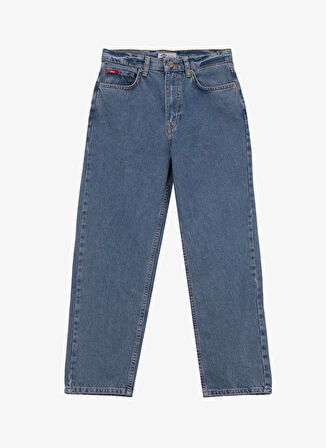 Lee Cooper Yüksek Bel Düz Paça Straight Gri - Mavi Kadın Denim Pantolon 261 LCF 121012 CLARA RASTABAN SMB