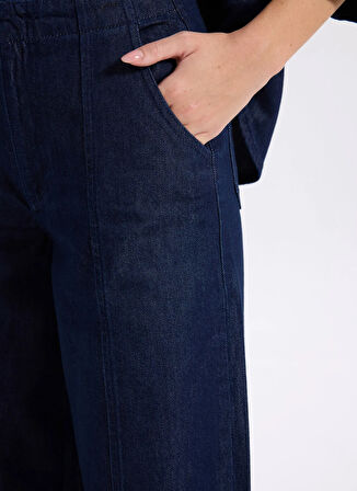 Lee Cooper Yüksek Bel Geniş Paça Normal Koyu Mavi Kadın Denim Pantolon 261 LCF 121013 KRISSY KINSEY BLUE