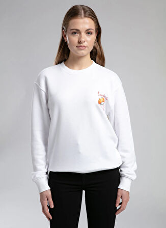 Lee Cooper O Yaka Düz Beyaz Kadın Sweatshırt 261 LCF 241012 HYLDA BEYAZ