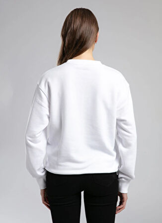 Lee Cooper O Yaka Düz Beyaz Kadın Sweatshırt 261 LCF 241012 HYLDA BEYAZ