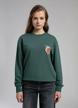 Lee Cooper O Yaka Düz Zümrüt Yeşili Kadın Sweatshırt 261 LCF 241013 IONA ZÜMRÜT