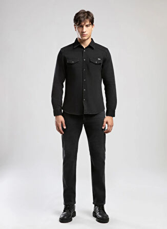 Lee Cooper Slim Fit Siyah Erkek Denim Gömlek 261 LCM 141001 WORNER 2 DENIM