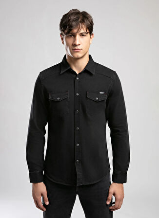 Lee Cooper Slim Fit Siyah Erkek Denim Gömlek 261 LCM 141001 WORNER 2 DENIM