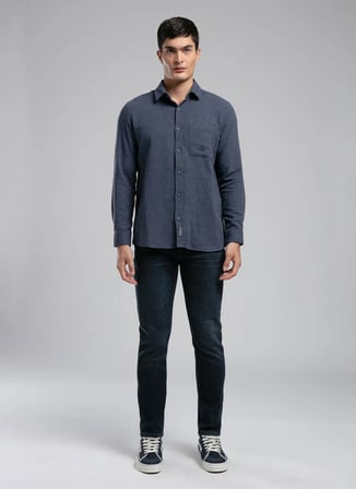 Lee Cooper Mavi Erkek Regular Fit Gömlek 261 LCM 241004 TILES İNDİGO