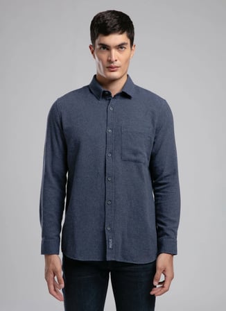 Lee Cooper Mavi Erkek Regular Fit Gömlek 261 LCM 241004 TILES İNDİGO