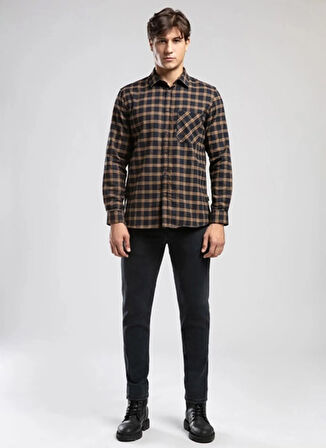 Lee Cooper Regular Fit Hardal - Lacivert Erkek Gömlek 261 LCM 241005 SHAW HARDAL - LACİ