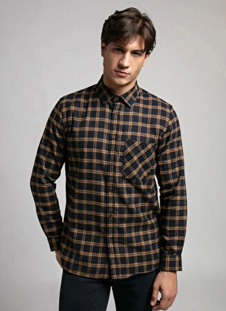 Lee Cooper Regular Fit Hardal - Lacivert Erkek Gömlek 261 LCM 241005 SHAW HARDAL - LACİ