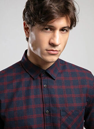 Lee Cooper Regular Fit Lacivert - Bordo Erkek Gömlek 261 LCM 241005 SHAW BORDO-LACİ