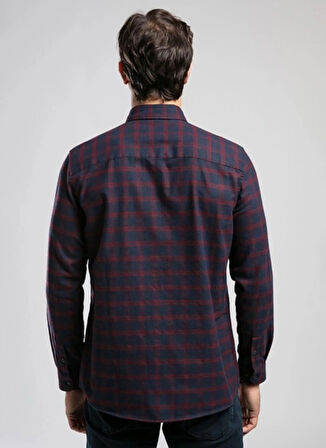 Lee Cooper Regular Fit Lacivert - Bordo Erkek Gömlek 261 LCM 241005 SHAW BORDO-LACİ