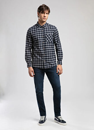 Lee Cooper Regular Fit Lacivert - Gri Erkek Gömlek 261 LCM 241005 SHAW GRİ-LACİVERT