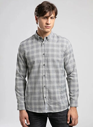 Lee Cooper Regular Fit Gri Erkek Gömlek 261 LCM 241008 MEXI GRİ EKOSE