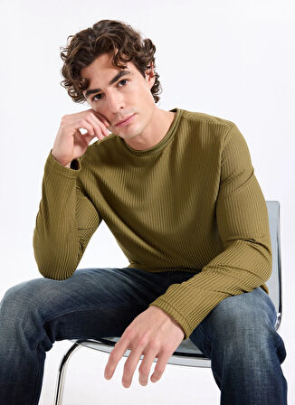 Lee Cooper Yuvarlak Yaka Haki Erkek Sweatshırt 261 LCM 241033 WAYNE HAKİ