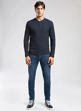 Lee Cooper Düğmeli Yaka Lacivert Erkek Sweatshırt 261 LCM 241034 HEVASA LACİVERT