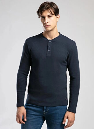 Lee Cooper Düğmeli Yaka Lacivert Erkek Sweatshırt 261 LCM 241034 HEVASA LACİVERT