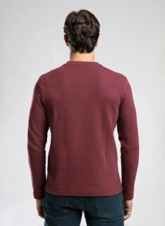 Lee Cooper Düğmeli Yaka Bordo Erkek Sweatshırt 261 LCM 241034 HEVASA BORDO