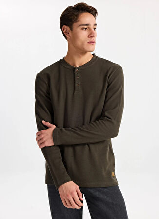 Lee Cooper Düğmeli Yaka Haki Erkek Sweatshırt 261 LCM 241034 HEVASA HAKİ