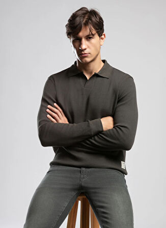 Lee Cooper Polo Yaka Haki Erkek Sweatshırt 261 LCM 241036 SIRIUS HAKİ