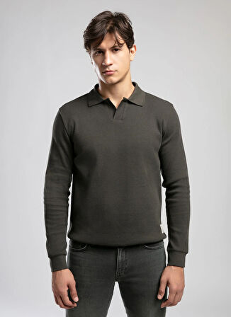 Lee Cooper Polo Yaka Haki Erkek Sweatshırt 261 LCM 241036 SIRIUS HAKİ